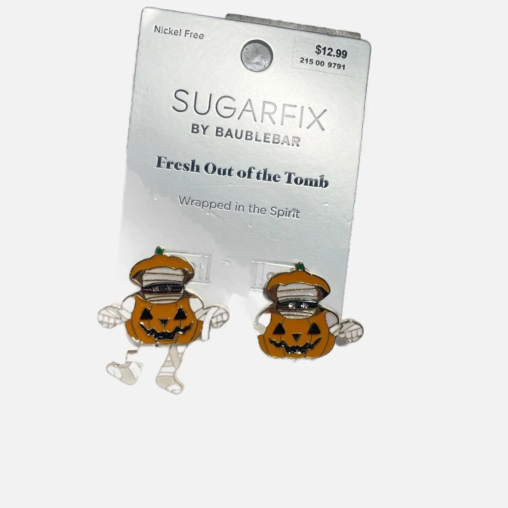 Sugarfix by Baublebar Halloween Mummy Pumpkin Earrings Fresh Out of the Tomb NEW